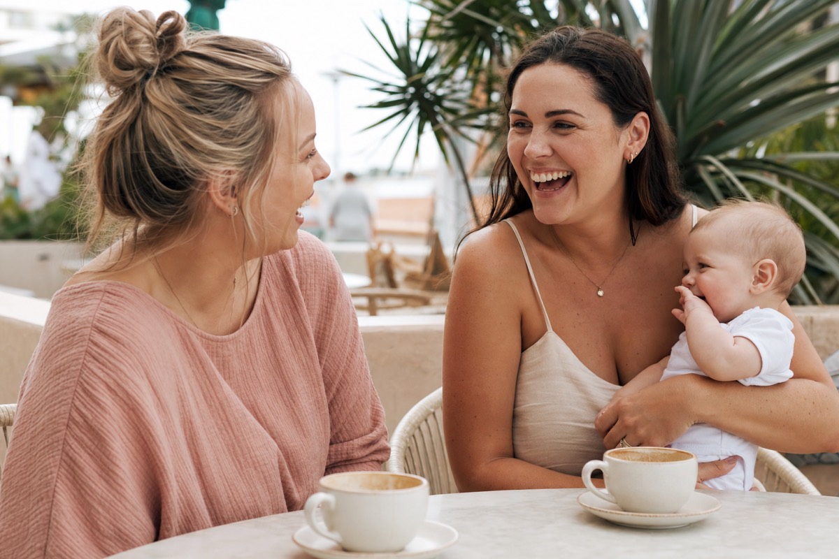 Mums chatting over coffee